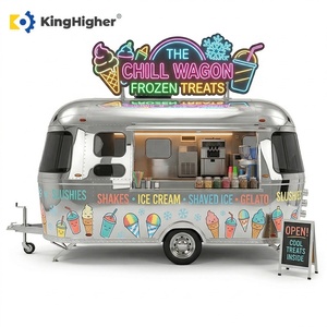 Remorque de camion de cuisine mobile rétro personnalisée pour la vente de crème glacée, entièrement équipée en acier inoxydable, pour desserts de rue - Product Image 3