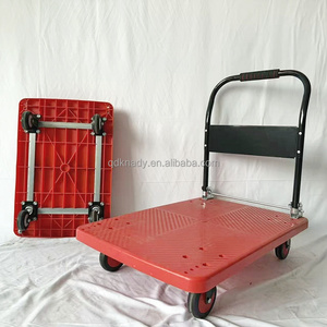 Handige 300kg draagkracht opvouwbare stalen frame handkar met duurzaam kunststof platform voor gereedschap, draagbaar voor industrieel gebruik thuis of op het werk - Product Image 1