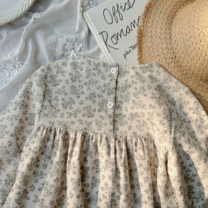 Vestido de niña coreano de primavera con solapa, manga farol, de algodón tejido a crochet, ODM, antiarrugas, con hombros descubiertos, estilo vestido de gala, <span class=keywords><strong>maxi</strong></span> floral - Product Image 4