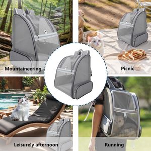Sac à dos pour animaux de compagnie en tissu Oxford à mailles ventilées, pliable, pour les voyages, avec design respirant - Product Image 5