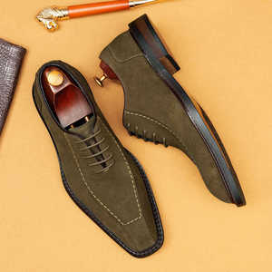 Outdoor <b>Height</b> <b>Increasing</b> Large Sized Men's Breathable Closed Lightweight Anti-Slip Fashionable Leather Slip-On Business Formal - Product Image 1