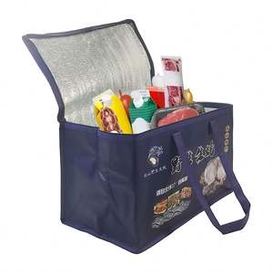 Custom Logo Print Durable Large Capacity <b>Food</b> Insulation Bag Foldable Non Woven Aluminum Foil <b>Takeaway</b> Cooler Bag - Product Image 2