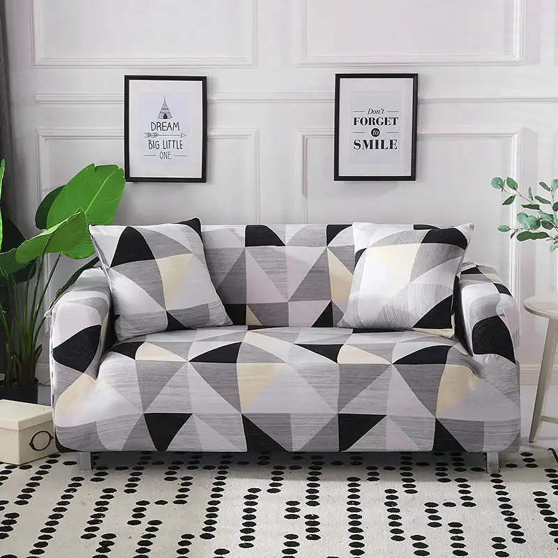 Sıcak satmak 3 kişilik renkli geometrik baskılı tasarım Pet Slipcover dekorasyon esnek streç su geçirmez kumaş kanepe kapak