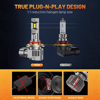 Phare LED à branchement direct 9012 HIR2 9000LM 1200% 6500K Froid IP68 Étanche, Ensemble de feux arrière de voiture, Lot de 2