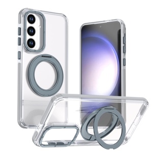 Funda Magnética Transparente para Teléfono Samsung S26 S22 S23 S24 S25 Ultra Plus FE con Protección de 360 Grados, Venta al Por Mayor °   Funda a prueba de golpes con soporte de anillo metálico - Product Image 1