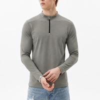 Haut de sport pour homme à manches longues, col montant, demi-zip, personnalisé, léger, respirant, pour la gym, la course, le fitness et l'entraînement