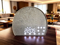 2026 LED Smart Sunrise Schreibtisch-Digitalwecker mit FM-Radio, Aufweckhilfe, Kabelloser Lautsprecher