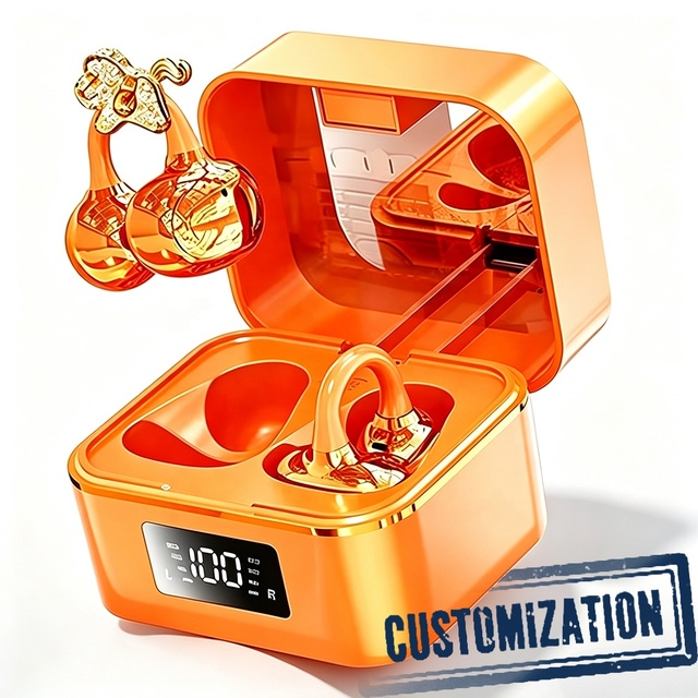 A33 Wireless Earbuds with Makeup Mirror Charging Case, Clip on Earring Earphones with Spatial Sound & Anti-Lost APP Tracking