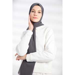 ผ้าคลุมไหล่ชีฟองผ้าฝ้ายสีแอนทราไซต์ ผ้าคลุมศีรษะมุสลิมเนื้อนุ่ม ประดับด้วยคริสตัล ยาวพิเศษ สำหรับสุภาพสตรี ใช้สำหรับฮิญาบ - Product Image 2