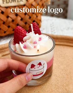 Vela Aromática en Frasco de Vidrio, Hecha a Mano con Cera de Abeja y Soja, Forma Cilíndrica, de Lujo, LANJO, Estilo Cono de Helado, Moderna, Navideña - Product Image 5