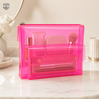Pochette cosmétique transparente en PVC avec fermeture éclair, personnalisable avec logo, pour organiser le maquillage, étanche, multi-usages, vente en gros, OEM