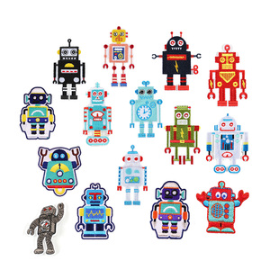 Yiwu wintop vendita calda adorabile <span class=keywords><strong>mr</strong></span> robot design ricamato toppe da stiro personalizzate per ragazzo vestiti camicia manica corta - Product Image 1