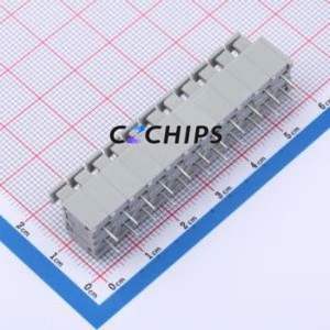 MX235-5.0-11P-GY01-Cu-A Spring Terminal Block Through hole Component (THT),P=5mm Connector 1x11P 5mm Gray Through Hole - Product Image 2