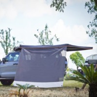 Wareda Auvent pliable en maille PVC facile à installer, pare-soleil portable pour camping-car, caravane, remorque, motorhome