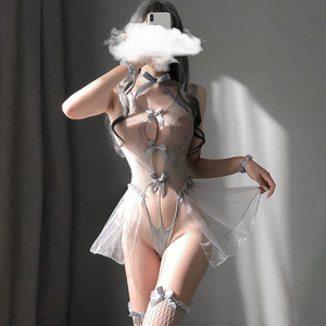 Sexy see-through hollowed-out <b>suspender</b> bodysuit <b>set</b> for women, princess puffy nightgown, dropshipping available. - Product Image 4