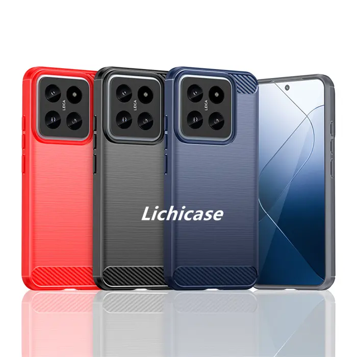 Redmi 13C 실리카겔 백 커버용 Lichicase 공장 공급 탄소 섬유 질감 유연한 TPU 케이스