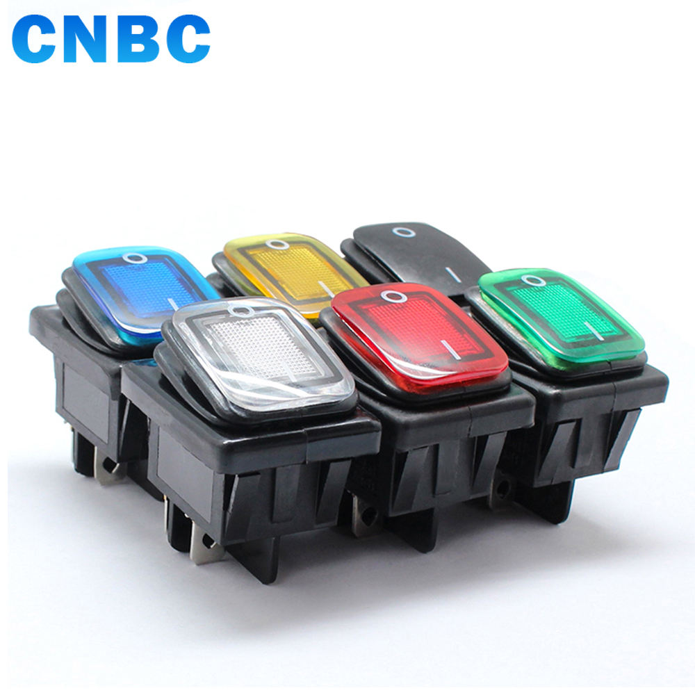 Waterproof KCD4 DPST 4 Pins on OFF 16A 24V Illuminated Rocker Switch 250V With Led Light