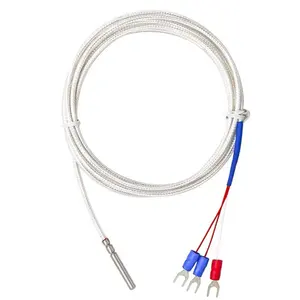 3 तारों सेवानिवृत्त PT100 तापमान सेंसर लचीला pt100 thermocouple जांच के साथ उच्च तापमान नेतृत्व तार M8 धागा