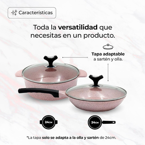 Juego de Ollas y Sartenes Modernas con Revestimiento Cerámico, Asas de Baquelita Suaves al Tacto, Tapas de Vidrio Transparente, Juego de Utensilios de Cocina de Aleación de Aluminio Fundido para Gas - Product Image 2