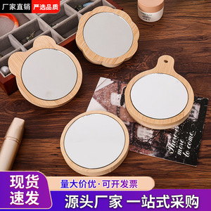 Mini Wooden Portable Makeup <b>Mirror</b> Round With Cat Shape Design For Personal Use - Product Image 5