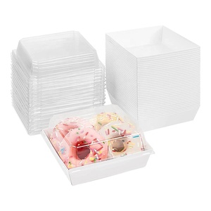 Clear Boxes Luxury Square Bento Cake Chocolate Box Packaging Transparent Food Candy Donut Box With PET Lids