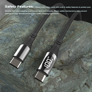 Câble USB-C Type-C 100W 2M à charge rapide avec <span class=keywords><strong>écran</strong></span> LED, en cuivre pur tressé, pour accessoires informatiques et d'appareil photo - Product Image 3