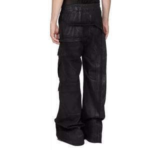 กางเกงยีนส์สีดำแบบกำหนดเองสำหรับผู้ชาย ผ้าฝ้ายคุณภาพสูง ลายฟอยล์สีทองสไตล์วินเทจ กางเกงเดนิมทรงแบ็กกี้ กางเกงลำลอง กางเกงยีนส์ผู้ชาย - Product Image 4