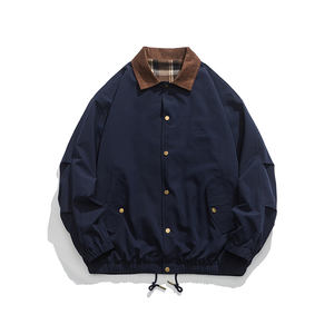 Veste en cuir rétro pour homme avec logo personnalisé, nouvelle collection printemps-automne 2025, style chasse, effet ciré, manteau trench-coat élégant - Product Image 5