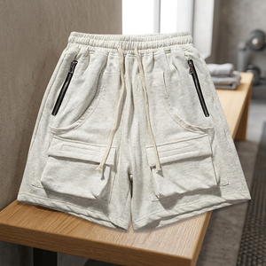 Pantalones Cortos Cargo de Algodón y Spandex Tejido con 6 Bolsillos, Cintura Media, Estilo Casual y Ecológico para Hombre - Product Image 3