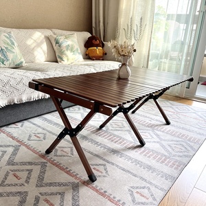 HE-1146, <span class=keywords><strong>Table</strong></span> de pique-nique de <span class=keywords><strong>camping</strong></span> de couleur noyer en bois de hêtre massif, tables enroulées avec écrous en laiton pouvant ajuster la différence de hauteur - Product Image 3