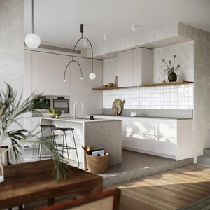 Meubles de cuisine modulaires de style Shaker moderne, petite taille, avec évier, robinet, marbre, charnières à fermeture douce, panneaux de porte en MDF laqué. - Product Image 2
