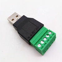 Conectores USB sin Soldadura de Fábrica, Conector USB 2.0 Macho a Terminal de Tornillo de 5 Pines, Adaptador Convertidor USB