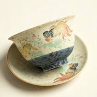 Gaiwan en porcelaine céramique chinoise Sancai, motif poisson rouge imprimé sous glaçure, bol à thé Kung Fu, cadeau pour la maison