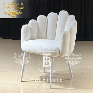 Silla de comedor de boda de terciopelo con diseño en forma de dedo con patas de <span class=keywords><strong>metal</strong></span> blanco - Product Image 1