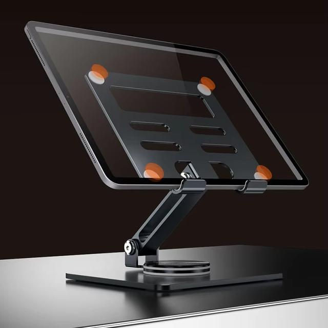 Aluminum Alloy Anti Slip Pad 360 Degree Rotation Foldable Portable Stable Adjustable Tablet Mobile Cellphone Holder Stand