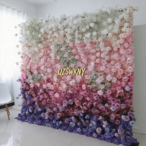 Mur de fleurs artificielles romantiques 3D 5D, taille 8 pieds x 8 pieds, décoration de toile de fond pour mariage, réception, photomaton - Product Image 2