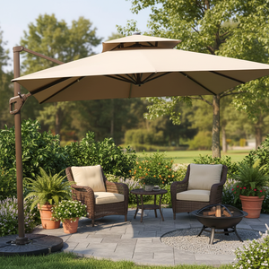 <span class=keywords><strong>Sombrilla</strong></span> de Patio Cuadrada Comercial Premium, Estructura de Aluminio, Resistente al Viento, Impermeable, Bloqueo UV, para Exteriores, Hoteles, Playa, Jardín - Product Image 1