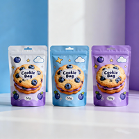 Sacs d'emballage alimentaire refermables en Mylar avec fermeture éclair, personnalisés avec logo imprimé, résistants à l'humidité, pour garder les biscuits et les en-cas frais