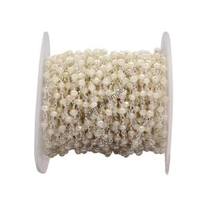 Cuentas facetadas envueltas en alambre, cadena de piedras preciosas de opalita Natural, Plata de Ley 925, cadena de Rosario de piedras preciosas hecha a mano para proveedores - Product Image 2