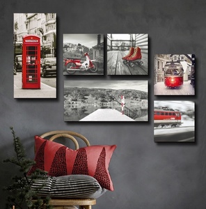 Canvas Home Decor - London Telephone Box Fabric Wall Art Living Room Art 6 Panel Printing Digital Printing CMYK Wall Deco Ink