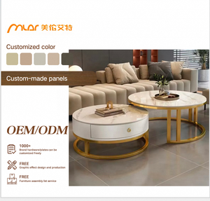 Nordic <strong>Side</strong> Coffee <strong>Table</strong> Modern Tea <strong>Table</strong> Black <strong>White</strong> Gold Wood Round Luxury Set Coffee <strong>Table</strong> With Storage for Living Room - Product Image 1