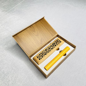 Confezione regalo naturale nero marrone corto bambù bruciatore di incenso in legno Oud Box stufa Censer per portaincenso con tubo di carta - Product Image 1