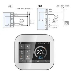 APP Kontrol Harian Mingguan Programmable 0-10V Kipas Angin 2 Pipa Smart Thermostat