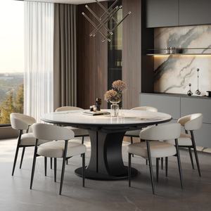 Table à manger extensible moderne en pierre frittée, étanche et réglable, avec pieds en métal, pour appartement, hôtel, villa et <span class=keywords><strong>restaurant</strong></span> - Product Image 2