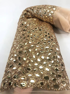 LHY Eco-Friendly Mesh African Lace Fabric for Wedding Dress High Quality Guipure <strong>Embroidery</strong> Sequin Bridal <strong>Material</strong> Women - Product Image 3