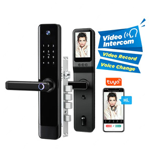 パスワード指紋認識Wifiスマートドアロックカメラ付きサポートTUYA APPスマートロックビデオインターホン用 - Product Image 1