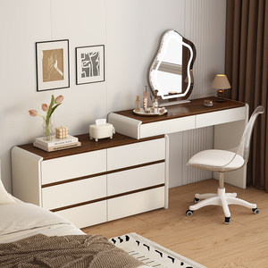 Lxyx Modern Bedroom <b>Dressing</b> <b>Table</b> With Mirror And Storage Drawer Cabinet White Wood Finish 6 Drawers Makeup <b>Vanity</b> Desk - Product Image 1