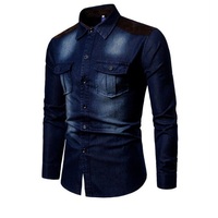 Chemise en jean à bouton unique, infroissable, écologique, coupe slim, décontractée, en coton de haute qualité pour homme, dernière conception 2026, grandes tailles
