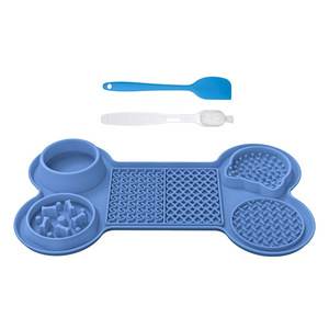 Tapis de léchage et gamelle en silicone moderne en forme d'os pour animaux de compagnie, distributeur de nourriture lente pour chien avec ventouse - 6 compartiments consécutifs - Product Image 4