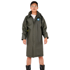 Military Green <b>Full</b> <b>Length</b> <b>Raincoat</b> Men Waterproof Outdoor Cycling Food Delivery Poncho Single Person Rainwear - Product Image 2